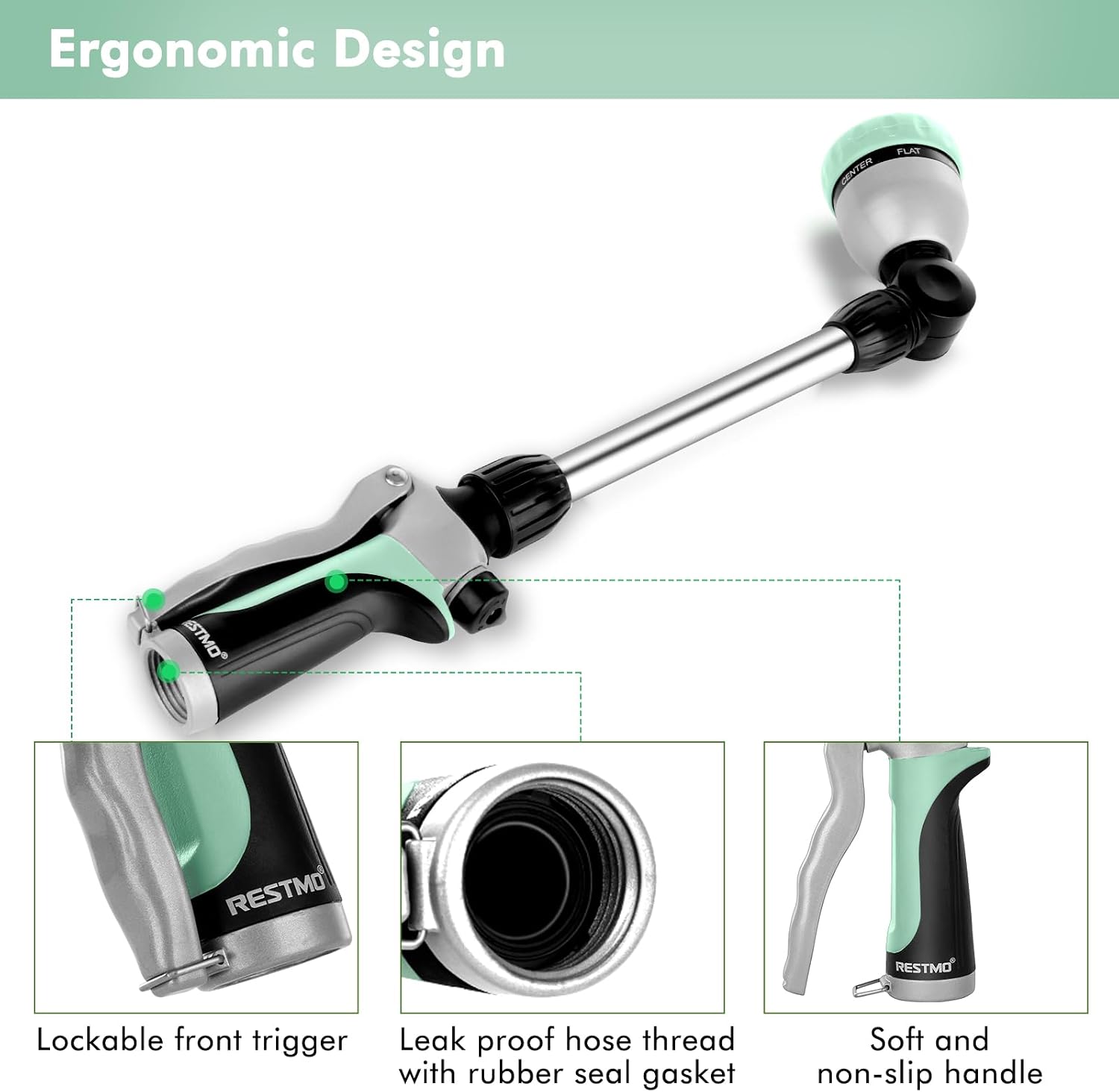 RESTMO Heavy Duty Metal Hose Wand, Watering Wand for Garden Hose