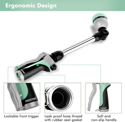 RESTMO Heavy Duty Metal Hose Wand, Watering Wand for Garden Hose