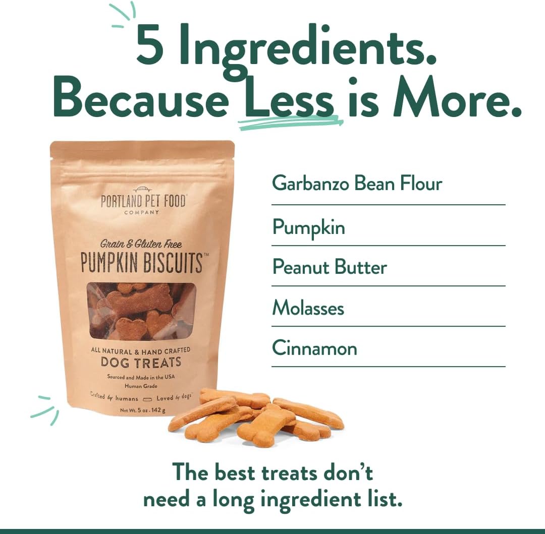 Portland Pet Food Pumpkin Dog Treats, Healthy, Grain-Free Biscuits 3 Pack