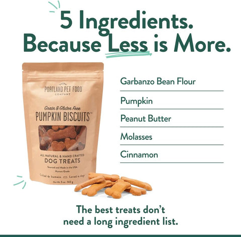 Portland Pet Food Pumpkin Dog Treats, Healthy, Grain-Free Biscuits 3 Pack