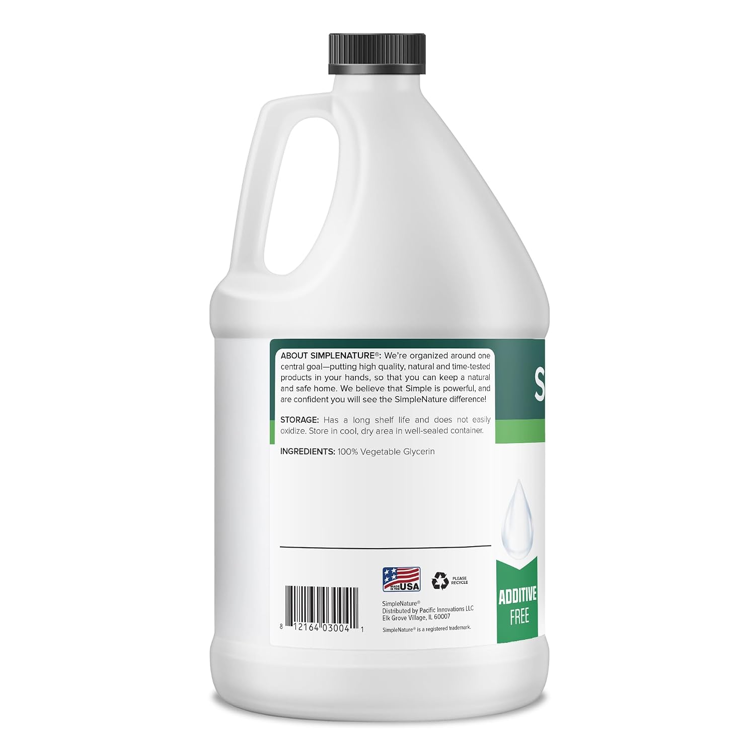 SimpleNature 100% Pure Vegetable Glycerin - 1 Gallon (128 fl oz) - Food/Cosmetic Grade Skincare, Haircare, Cosmetics, Soapmaking, Crafts - Softening & Moisturizing Multipurpose Humectant