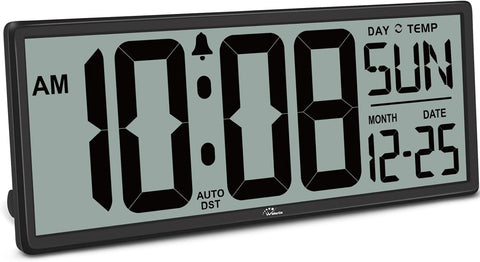 WallarGe 14.5'' Large Digital Wall Clock Battery Operated