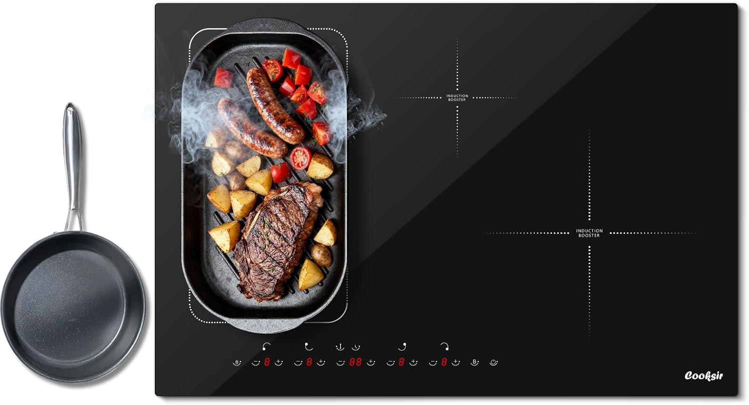 Induction Cooktop 30 Inch with Iron Pot 7200W, 220V Hard Wired