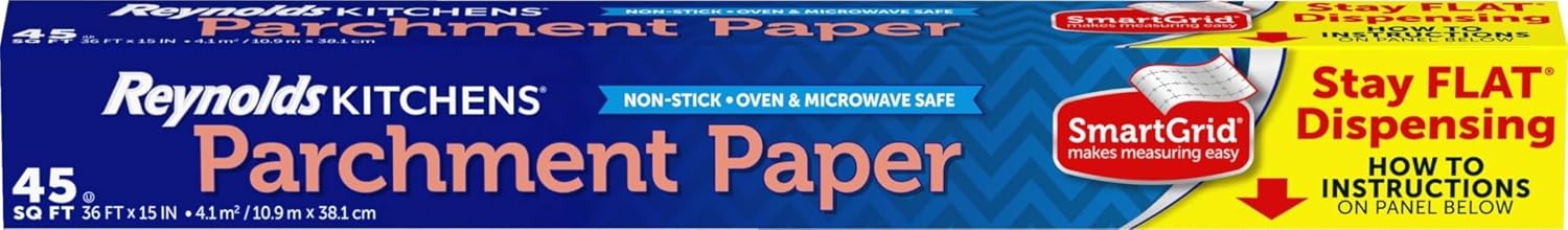 Reynolds Kitchens Stay Flat Parchment Paper Roll with SmartGrid, 45sq ft