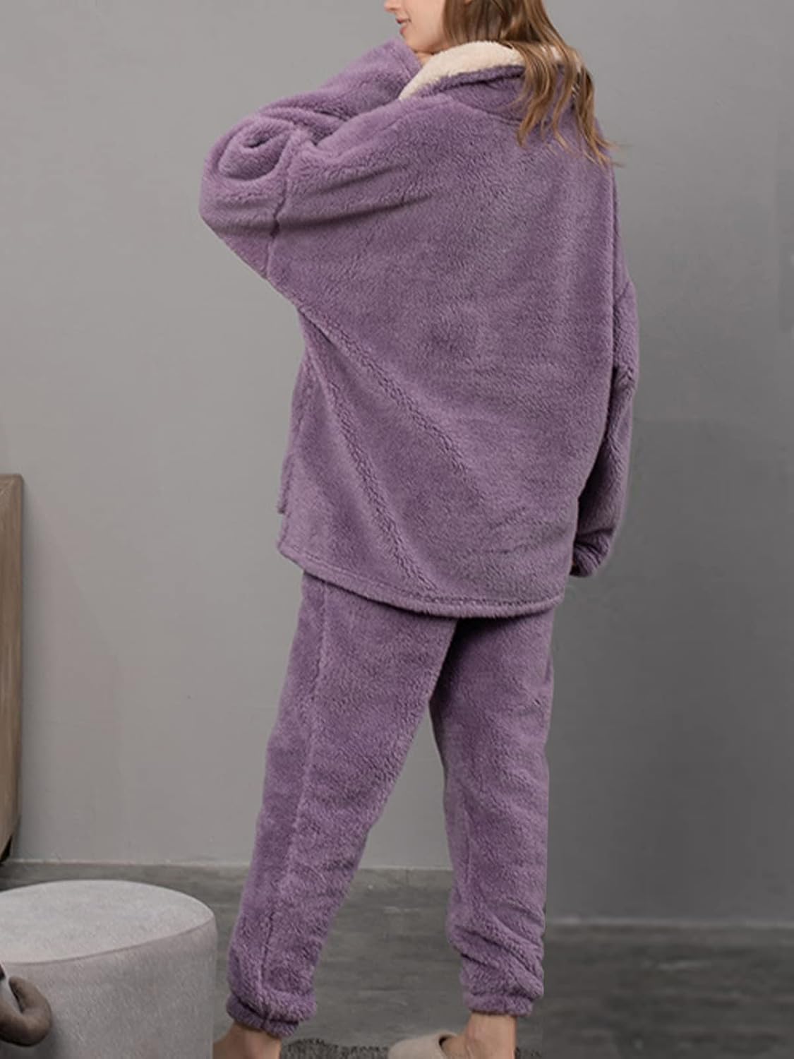 Jenkoon Winter Warm Pajamas For Women Coral Fleece Pajamas Set Flannel Sleepwear 2 Piece Loungewear