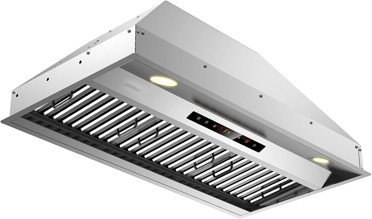 36 Inch 900 CFM Range Hood Insert, Ducted/Ductless Convertible Stainless Steel Built-in Kitchen Vent Hood with 4 Speeds, Touch/Gesture/Remote Control, Timer, Baffle & Charcoal Filters