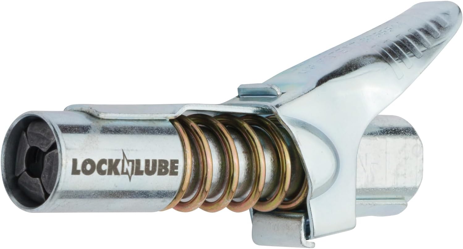 LockNLube Grease Coupler 1/8" NPT - Universal - Locking Grease Gun Coupler, 10,000 PSI