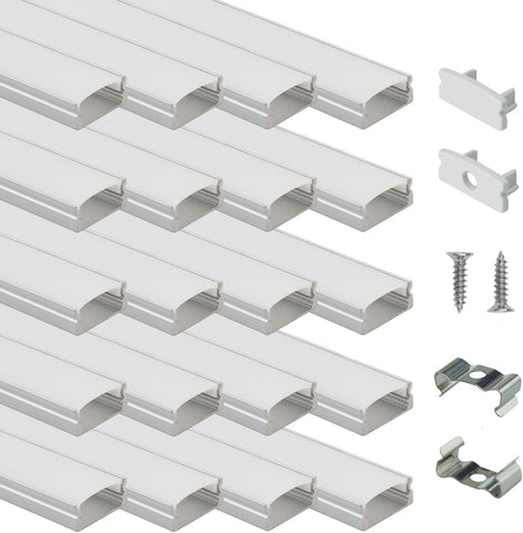 Muzata 20Pack 6.6FT Silver LED Strip Channel with Milky Diffuser U1SW WW