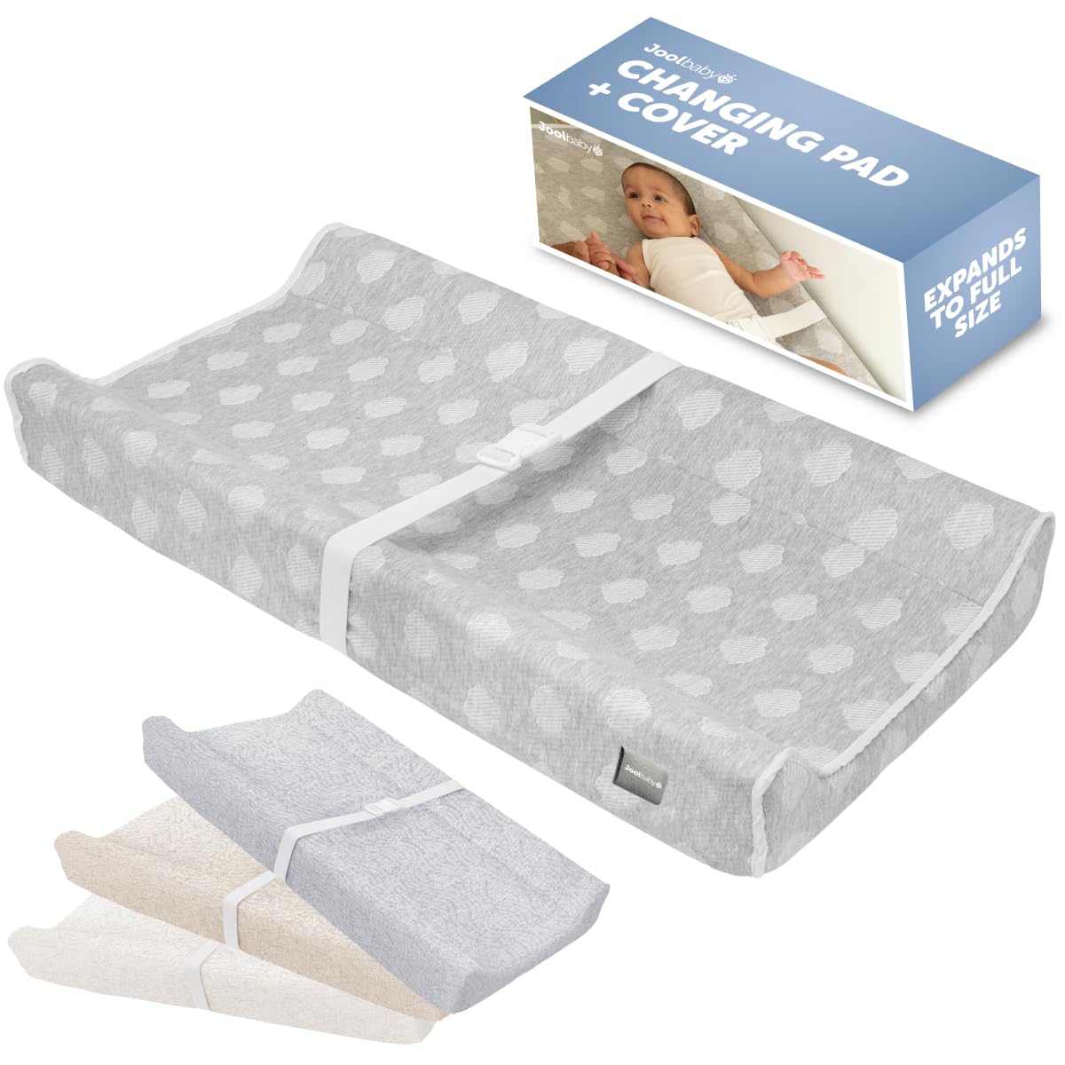 Jool Baby Soft Changing Pad + Washable Cover - (Cloud Pattern, Gray)