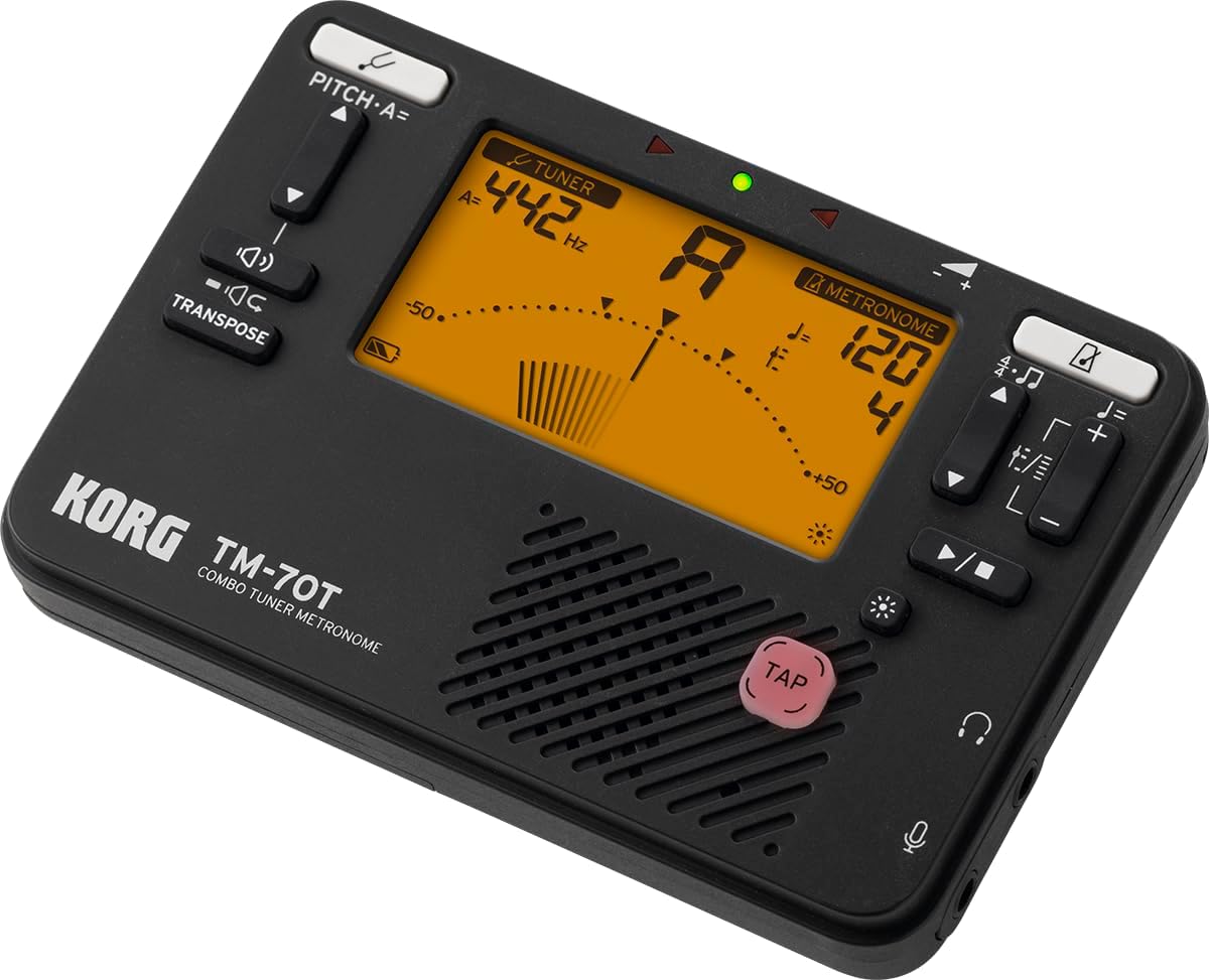 Korg TM-70T Tuner & Metronome w/Sound Out, Transpose & Chromatic - Black