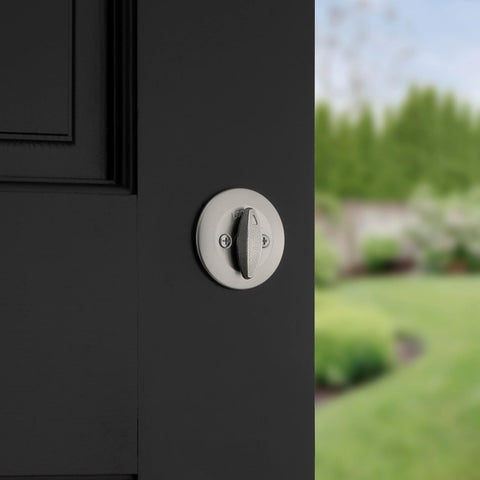 Kwikset 660 Deadbolt Lock, Satin Nickel Round Exterior Keyed Front Entry Door, Single Cylinder Dead Bolt, with Microban Protection