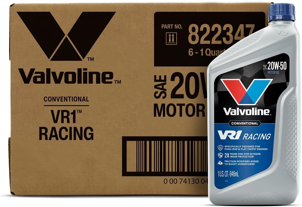 Valvoline VR1 Racing SAE 20W-50 Motor Oil 1 QT, Case of 6