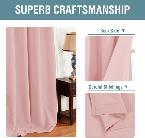 H.VERSAILTEX Blackout Curtain for Living Room Thermal Insulated Window Treatment Curtain 54 inch Length Energy Saving Solid Grommet Top Blackout Drape, One Panel, Baby Pink, 52" W x 54" L
