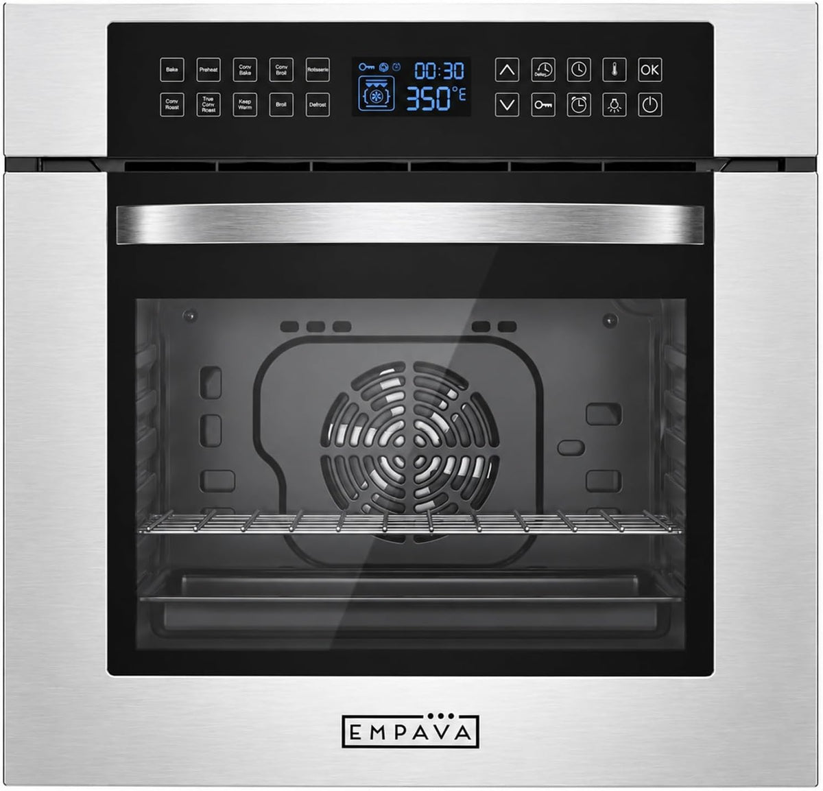 Empava 24 Inch Electric Single Wall Oven with Convection Fan and Rotisserie