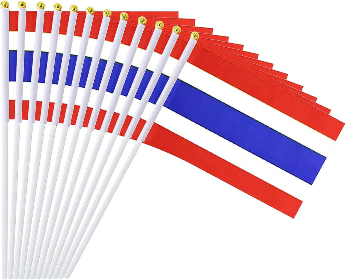 mflagperft Thailand Flags on Stick 12 Pack, Small Handheld Thai Flag