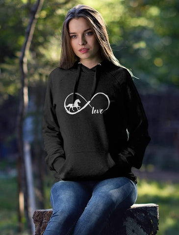 Tstars Infinity Love Horse Hoodie Women Teen Girls Equestrian Riding