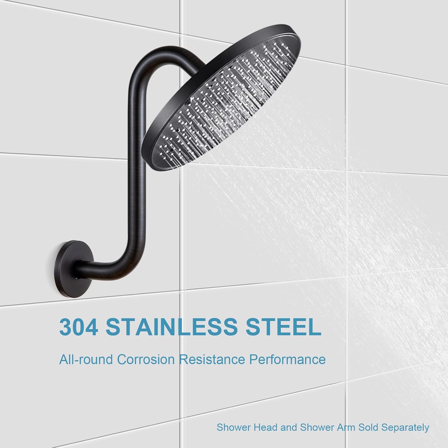 OFFO Shower Head Extension Arm 10 in, Oil Rubbed Bronze S Shaped Arm With Flange High Rise Goose Neck Shower Extension