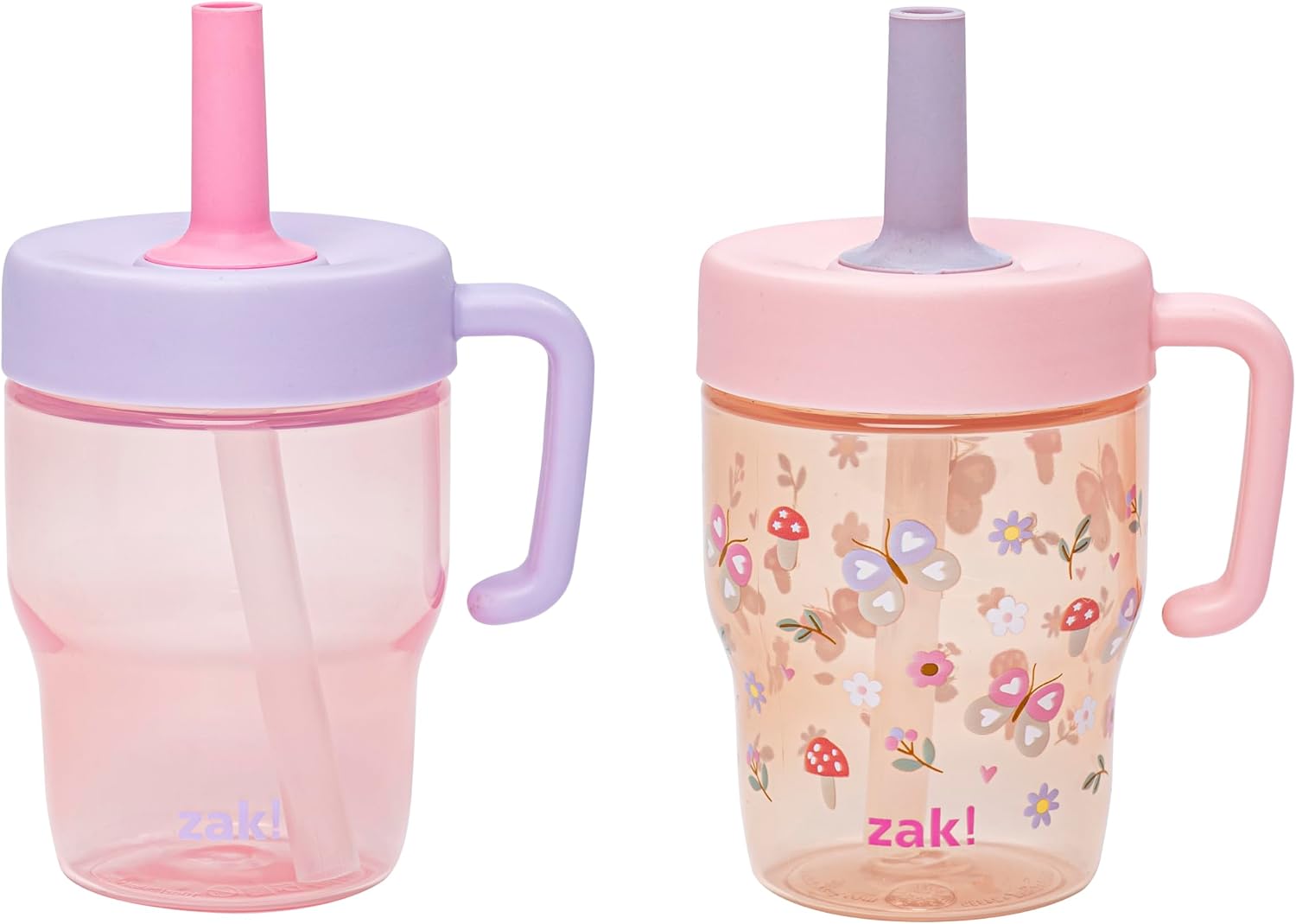 Zak Designs Springtime Capri 10oz Leak-Proof Toddler Straw Cups, 2-Pack