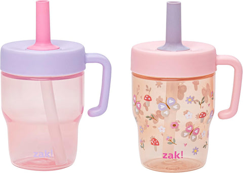 Zak Designs Springtime Capri 10oz Leak-Proof Toddler Straw Cups, 2-Pack