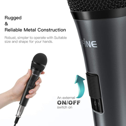 FIFINE K6 Karaoke Microphone, Dynamic Vocal Microphone for Singing