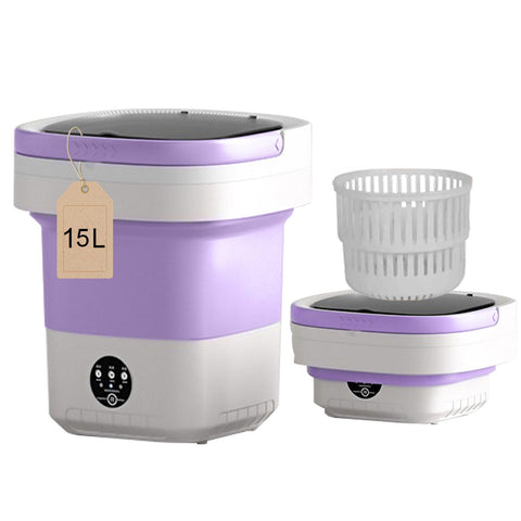 Portable washing machine,15L Upgraded Large Capacity Foldable Mini washing machine, small washer for Baby Clothes, Underwear or Small Items, Apartment, Dorm,RV Travel laundry Gift Choice.(Purple)