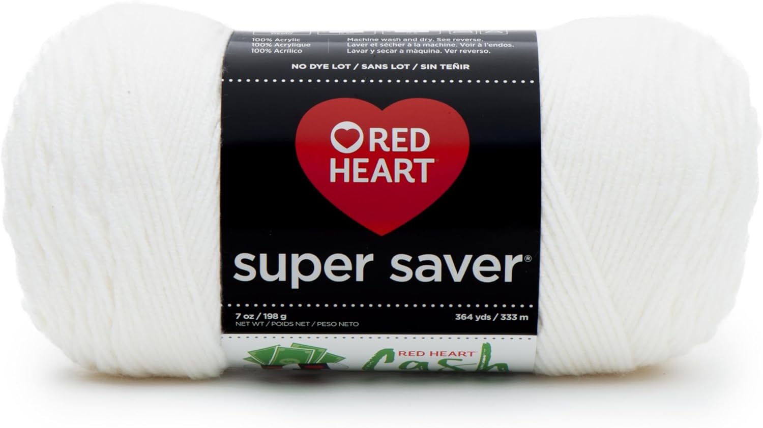 Red Heart Super Saver Yarn for Crocheting & Knitting, White, Single