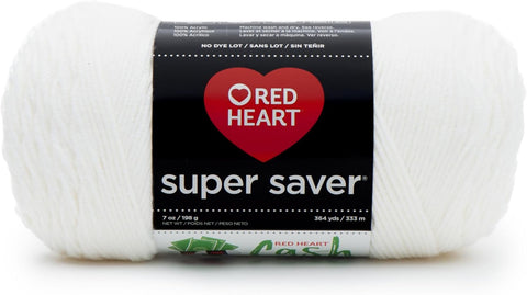 Red Heart Super Saver Yarn for Crocheting & Knitting, White, Single
