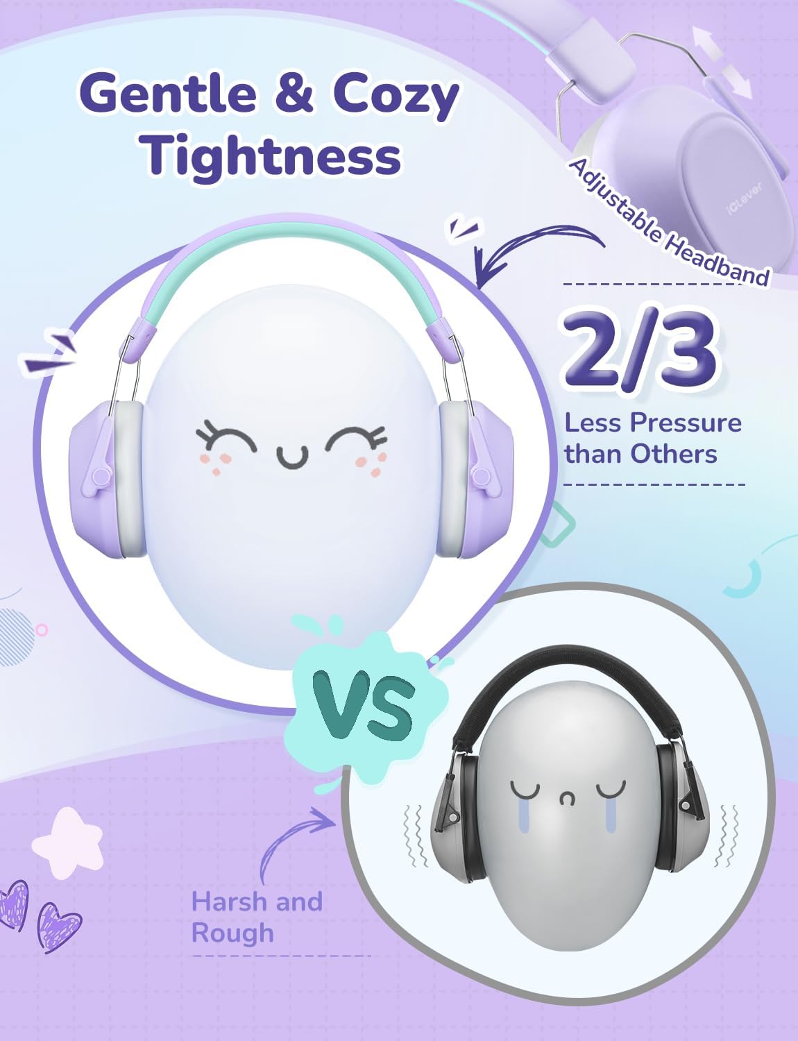 iClever EM01 Noise Cancelling Headphones for Kids Adults, SNR 29dB EarMuffs