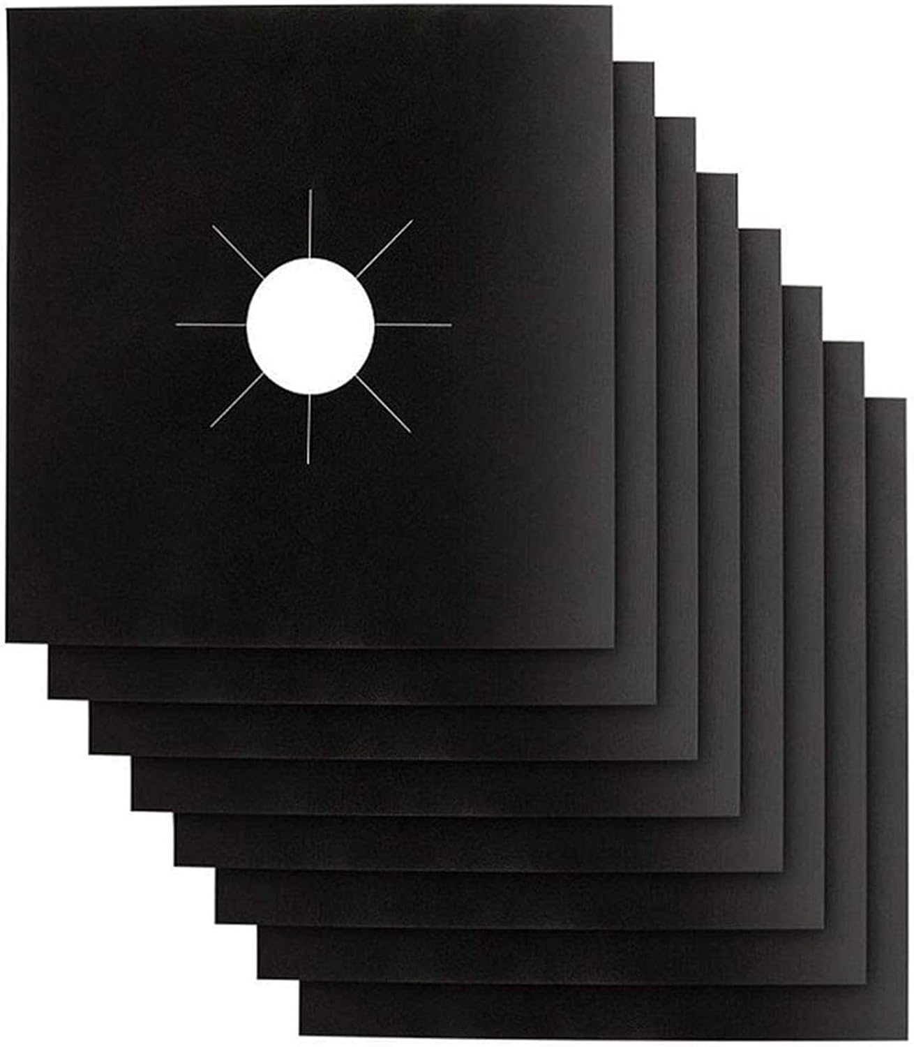 YRYM HT Reusable Gas Stove Burner Covers, 10.6" x 10.6", 8 Packs, Black