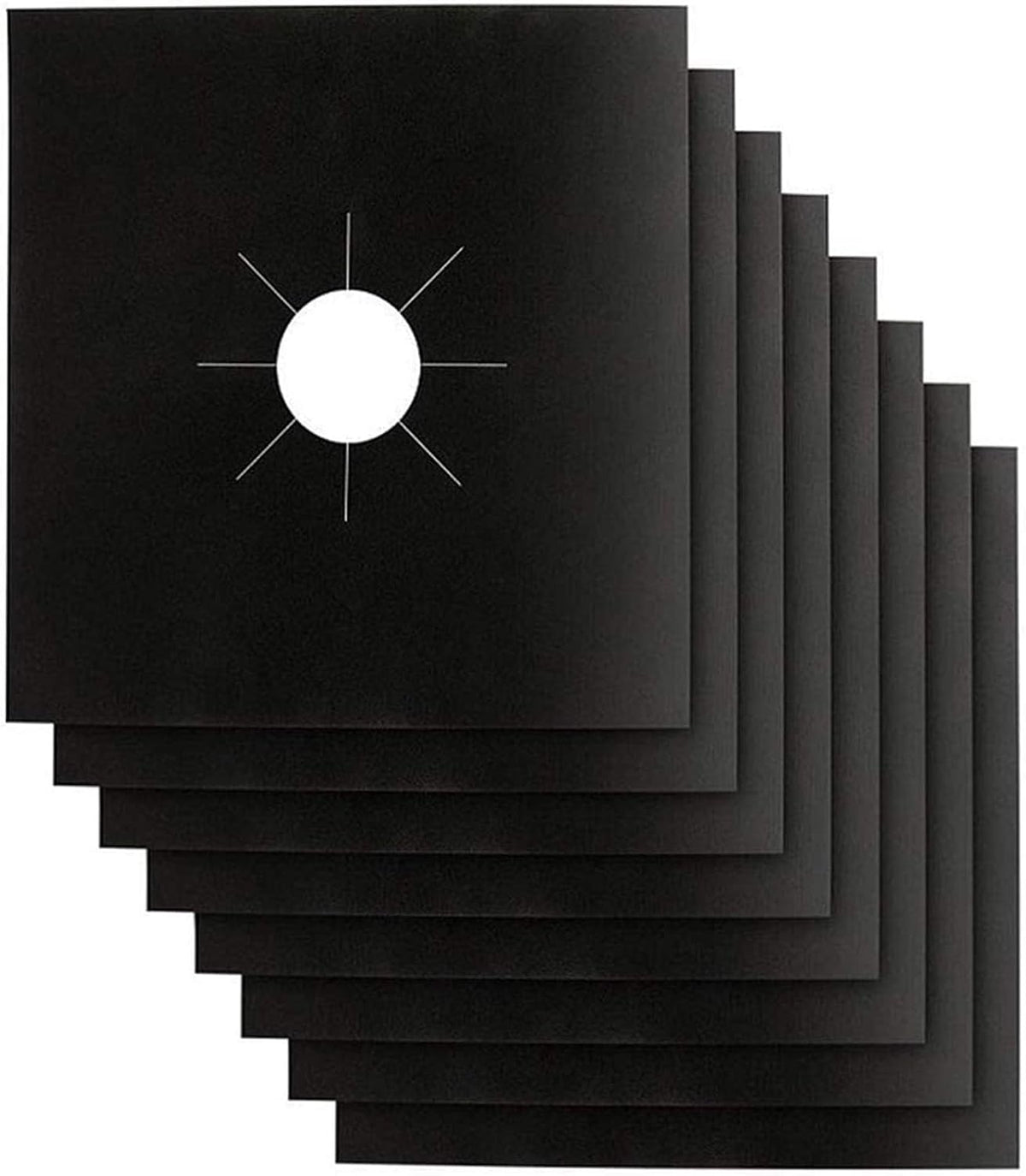 YRYM HT Reusable Gas Stove Burner Covers, 10.6" x 10.6", 8 Packs, Black