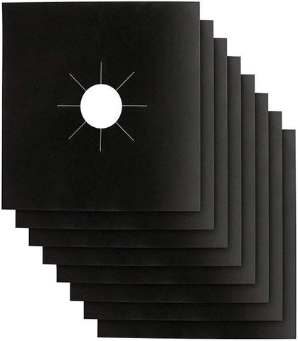 YRYM HT Reusable Gas Stove Burner Covers, 10.6" x 10.6", 8 Packs, Black