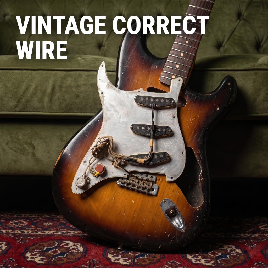 Gavitt Pushback Cloth Wire for Electric Guitar, 22 AWG Pre-tinned Stranded Copper Wire, 3 feet of Each Color, Black/White/Yellow