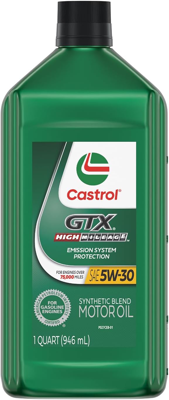 Castrol GTX High Mileage 5W-30 Synthetic Blend Motor Oil, 1 Qt, Pack of 6