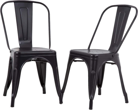 FDW Metal Dining Chairs Set of 2 Patio Chair Indoor Outdoor Chairs Kitchen Metal Chairs Restaurant Chair 18 Inch Seat Height Metal Stackable Chair 330LBS Weight Capacity Tolix Side Bar Chairs