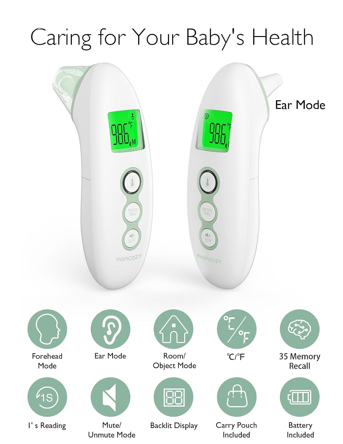 MomcozyThermometer for Adults and Kids, Digital Thermometer,Non-Contact |