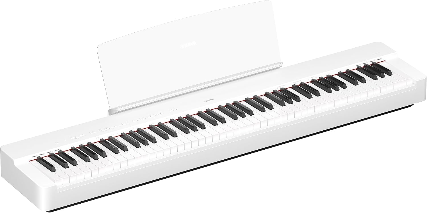 Yamaha P225 88-Key Digital Piano with Weighted Keys, Portable Design, Keyboard, Music Rest, Sustain Foot Switch, and Built-In Speakers, White (P225WH)