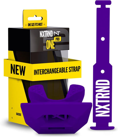Nxtrnd One Pro Football Mouth Guard, Interchangeable Strap, Fits Adult & Youth (Purple)