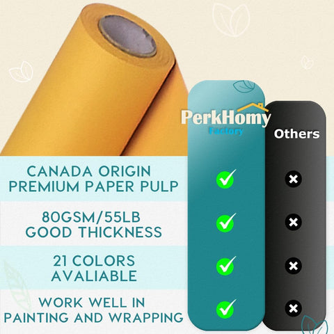 PerkHomy 48" x 2,400" (200') Orange Kraft Paper Roll for Craft Bulletin Board Paper Art Table Covering Crafting Gift Wrapping Bouquet Packing Parcel 80GSM 55LB (Orange, 48" x 200')