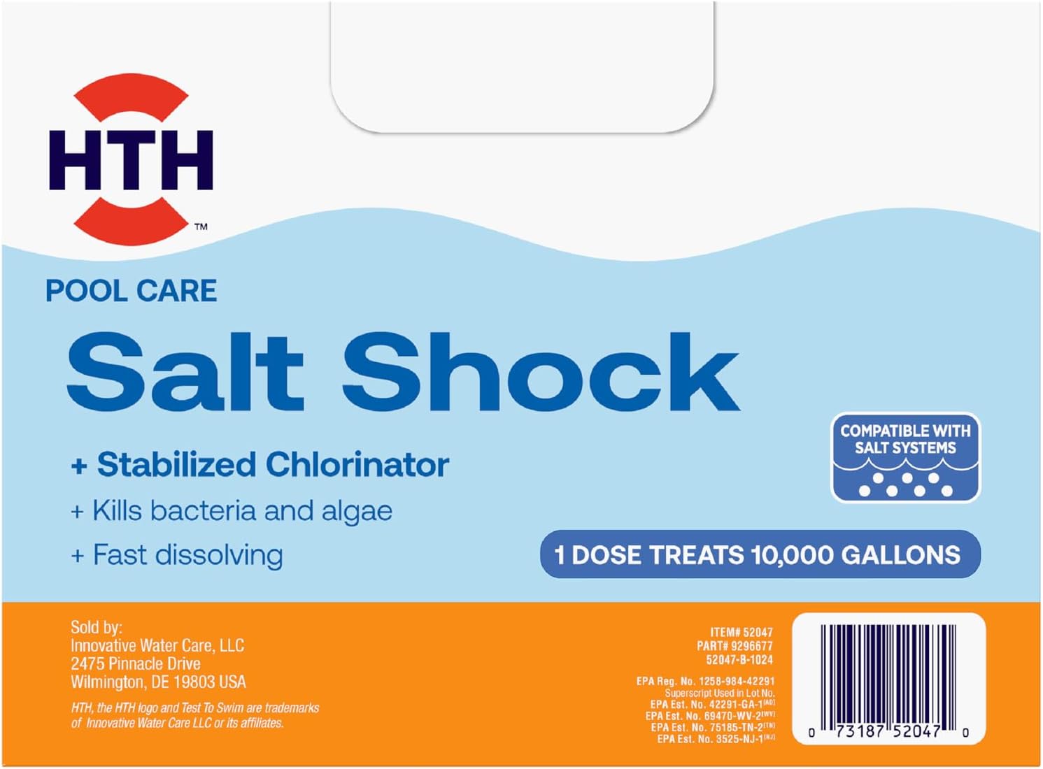 HTH 52047, Swimming Pool Care Salt Shock, 5x12oz Packets