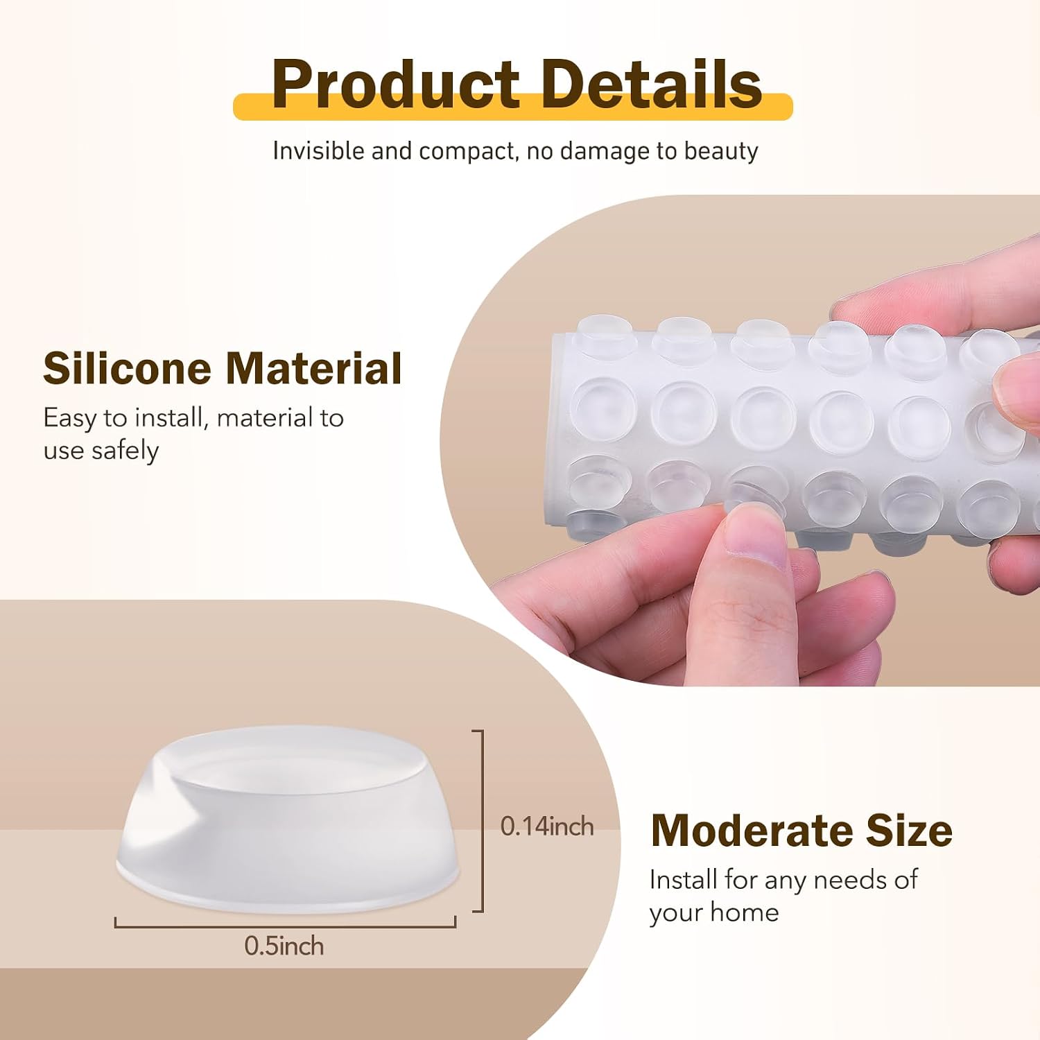 Silicone 320 Pcs Cabinet Door Bumpers Round, Self Adhesive Bumpers