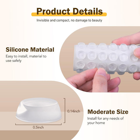 Silicone 320 Pcs Cabinet Door Bumpers Round, Self Adhesive Bumpers