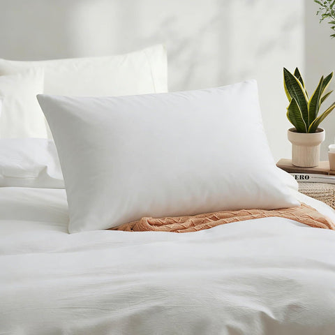 LOVQUE 100% Washed Cotton Duvet Cover, White, Twin Size, 68x90 Inches