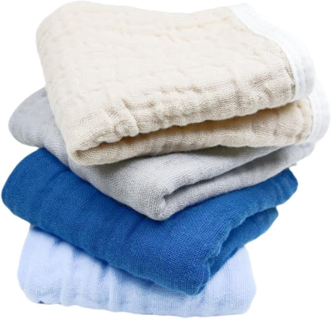 Synrroe Burp Cloths Large, Muslin Burp Cloths for Baby Girls and Boys, Pack of 4 Extra Absorbent and Soft Muslin, 6 Layers 20 by 10 Inches 100% Cotton (4 Color Mix 4 Pack)
