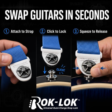 Rok Lok PRO Guitar Strap Lock - 1 Pack (Red) - No Mods Required