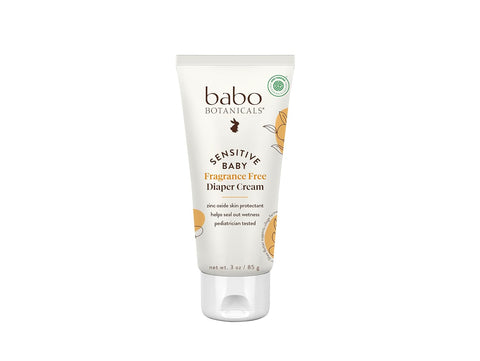 Babo Botanicals Sensitive Baby Fragrance-Free Diaper Cream - 25% Natural Zinc Oxide - Calendula, Shea & Cocoa Butter - EWG Verified - Vegan- From birth on
