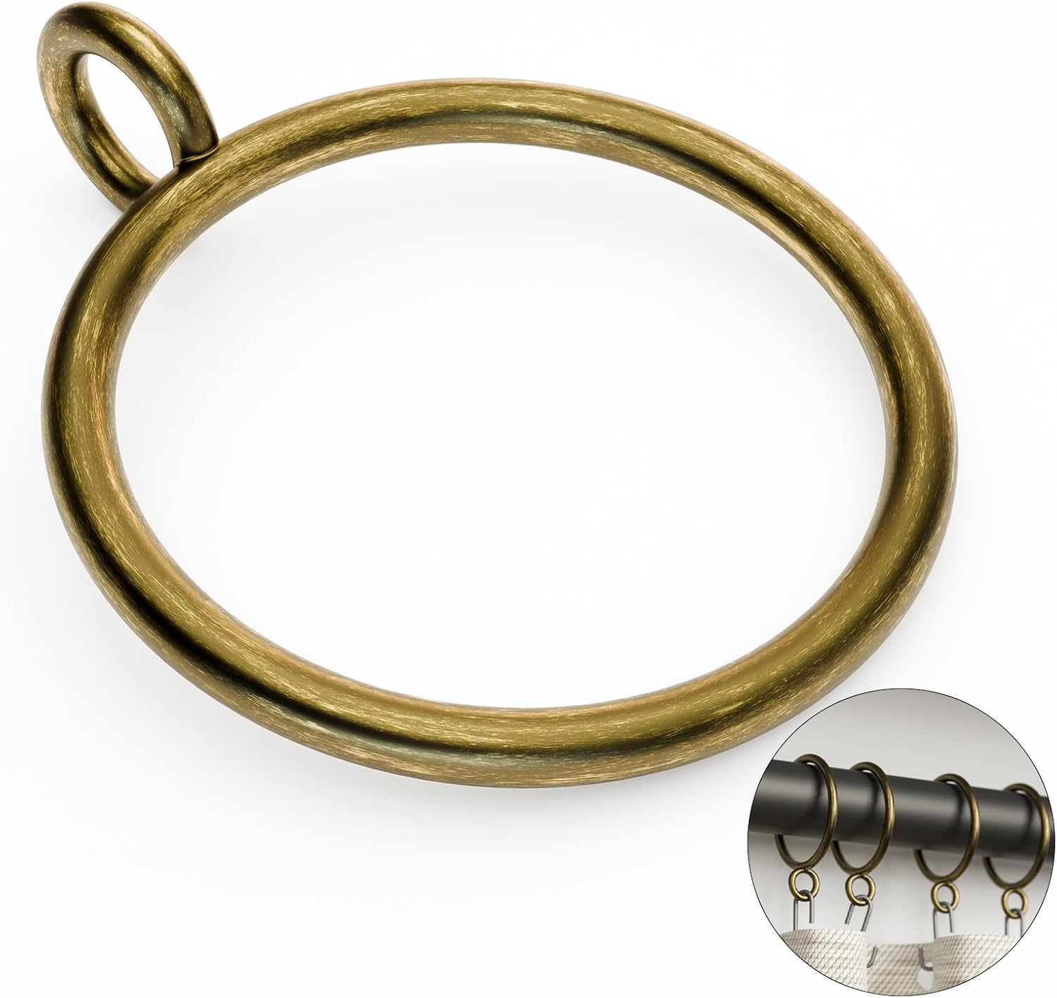 50 Packs Bronze Metal Curtain Rings with Eyelets, 1 inch Inner Diameter Drapery Rings Apply for Curtain Rods(Fits Up to 3/4-Inch Rod)
