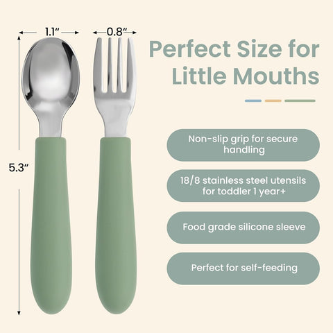Eascrozn 6 Pack Toddler Utensils, Toddler Forks and Spoons Set