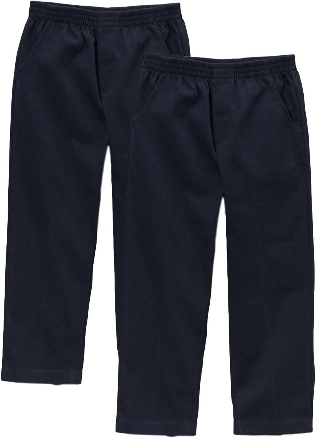 unik Boys Uniform Pants, Pull-On Elastic Waist School Trousers for Kids, Comfort Twill Pants with Pockets, Size 4-16