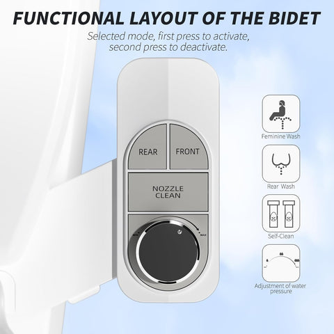 SAMODRA Non-Electric Bidet Attachment for Toilet – Self-Cleaning Dual Nozzle (Frontal & Rear Wash), Adjustable Water Pressure, Fits Most Toilets, Easy Installation (Pebble Gray)