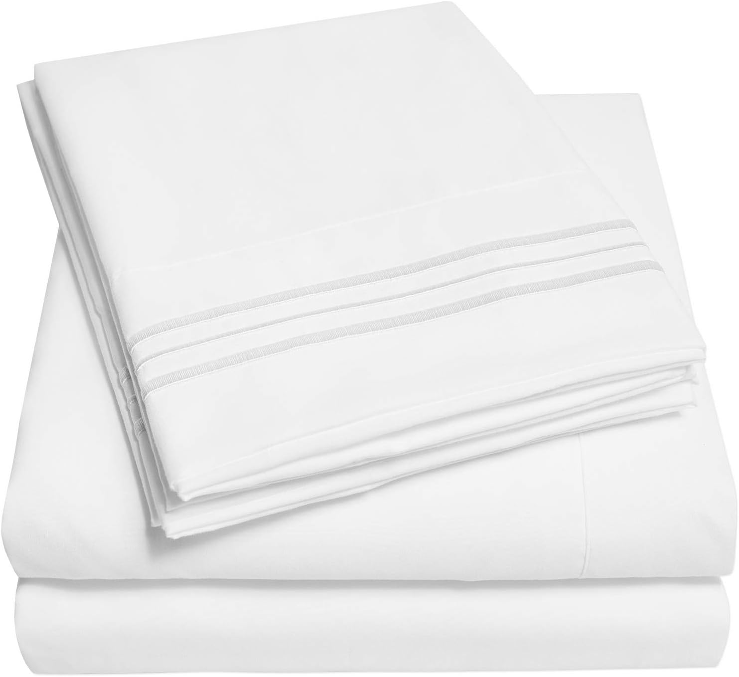 1500 Supreme Collection Extra Deep Pocket Sheets Set - Luxury Soft Bed Sheets, Wrinkle Free, Bedding, Over 40 Colors, 21 inch Extra Deep Pocket, Extra Deep - Cal King, White